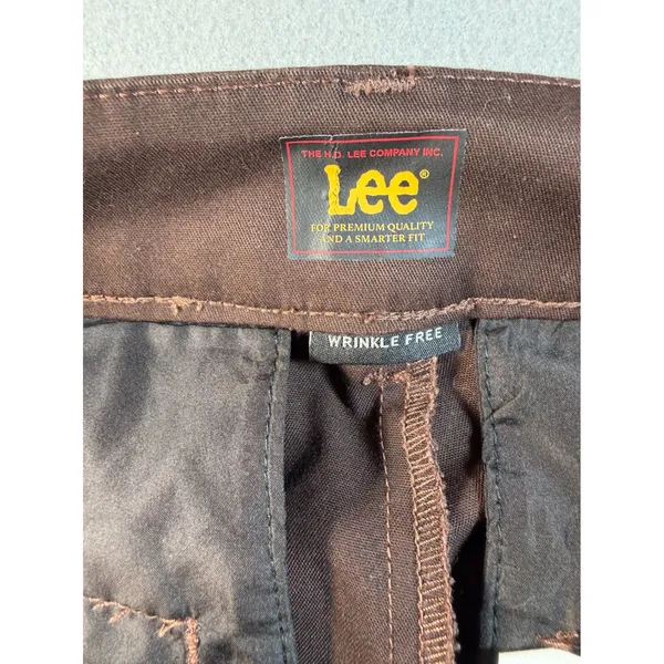 Y2K Lee Womens Brown Wrinkle Free Straight Leg Chino Pants Size 4 Medium - Image 8