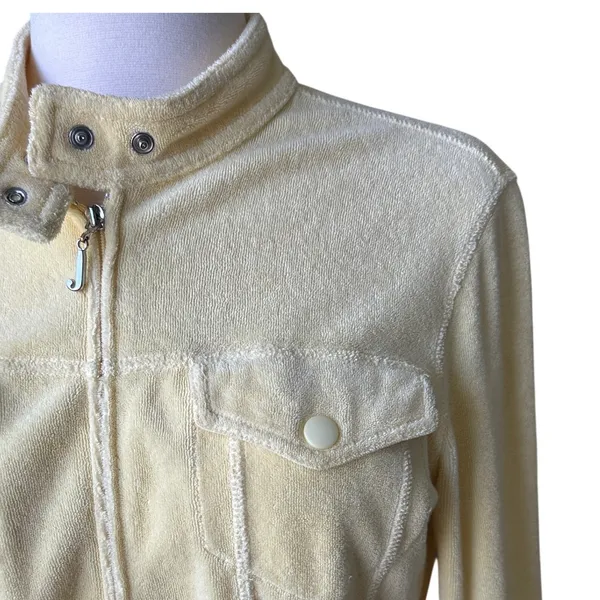 VTG 00s Juicy Couture Terrycloth Track Jacket Butter Yellow Made in the USA Tag - Image 5
