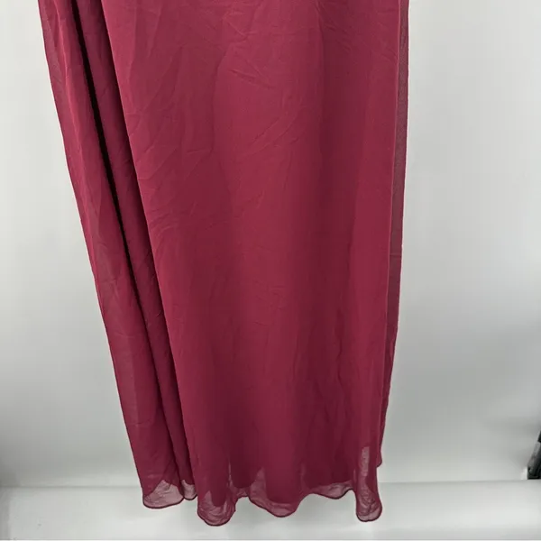 Birdy Grey Kira Chiffon‎ One Shoulder Bridesmaid Dress in Cabernet Sz S NEW - Image 5