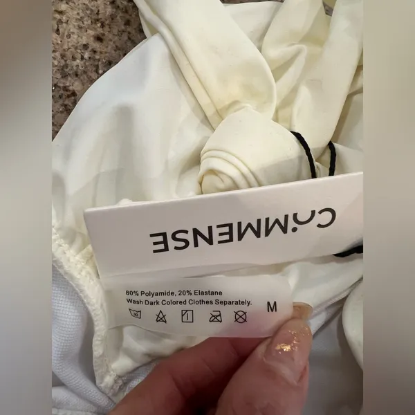 CoMMENSE Bow Tie Halter One-Piece Swimsuit COLOR - Beige, size Medium NWT - Image 9