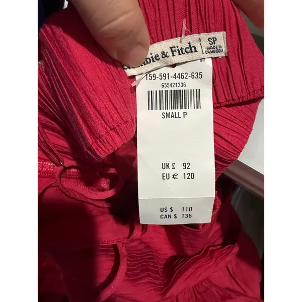 Abercrombie & Fitch Pink Babydoll Crinkle Textured Maxi Dress w/ Pockets Small P - Image 11