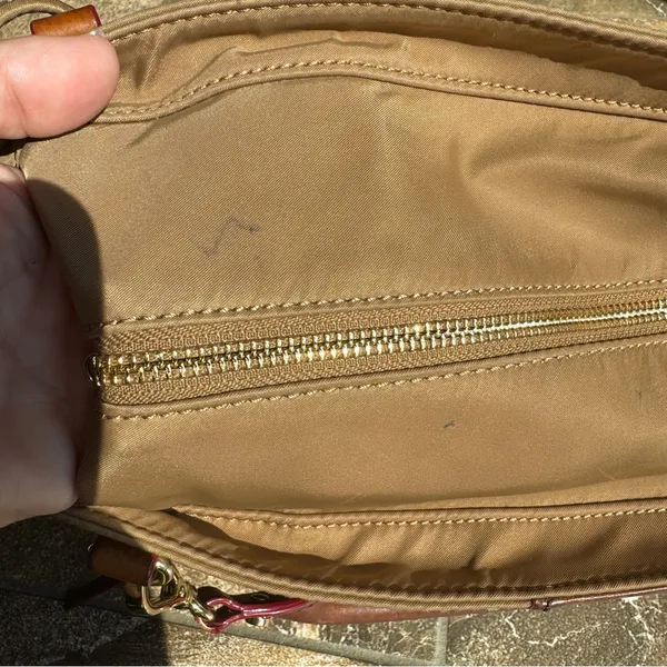 MZ Wallace Nylon Top Handle‎ Bag some pen marks tan beige brown - Image 4