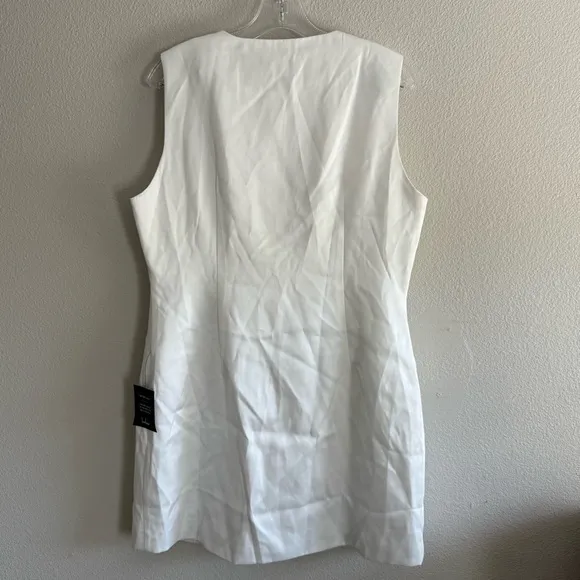 NEW Lulus Sophisticated Icon White Satin Button-Up Mini Dress With Pockets Sz XL - Image 12