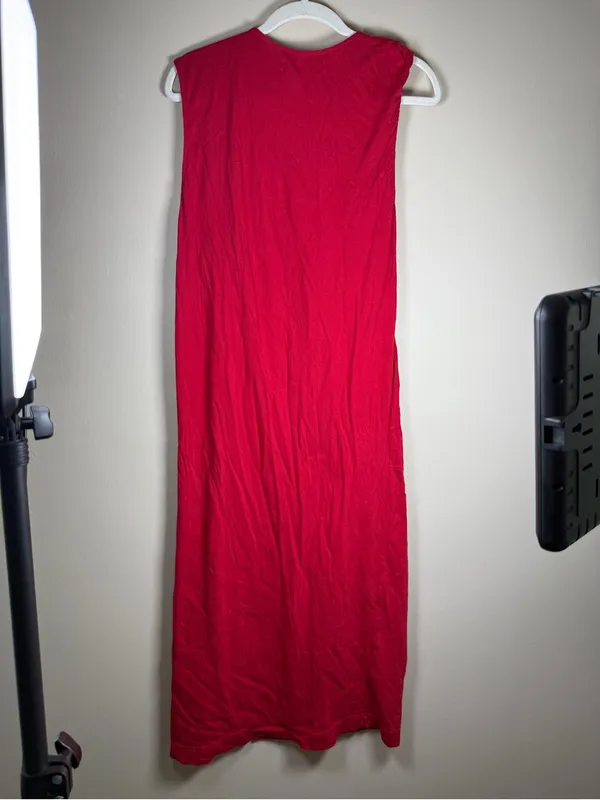 Free People Beach Red Cotton Maxi Dress with twist strap and pockets - Image 2
