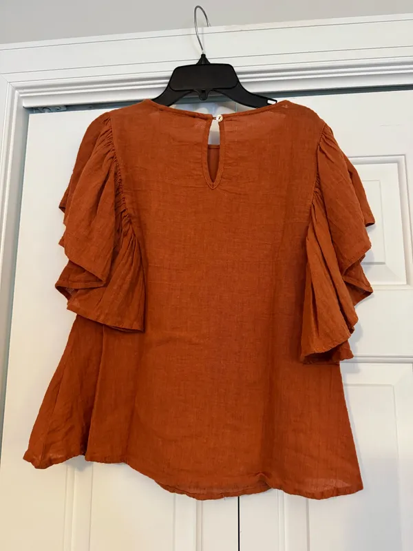 Fab’rik orange flutter sleeve top - Image 2