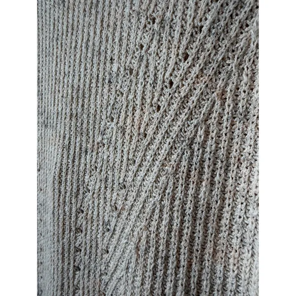 PILCRO Oversized Oatmeal Marl Knit Sweater Vest Deep V-Back Strap MEDIUM - Image 6