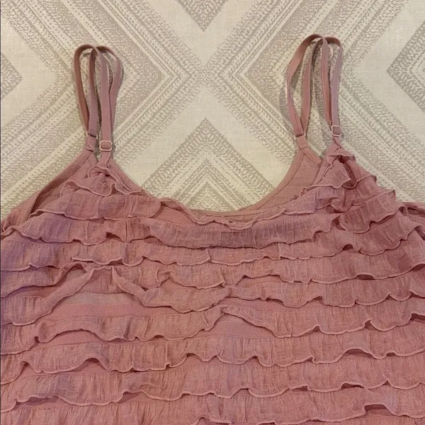 Free People Pink Ruffled Adjustable Strap Long Tank Top Women’s Small - Image 2