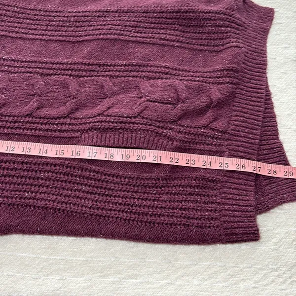 Abercrombie & Fitch Burgundy Cross Hatch Cable Knit‎ Cardigan Size M - Image 11