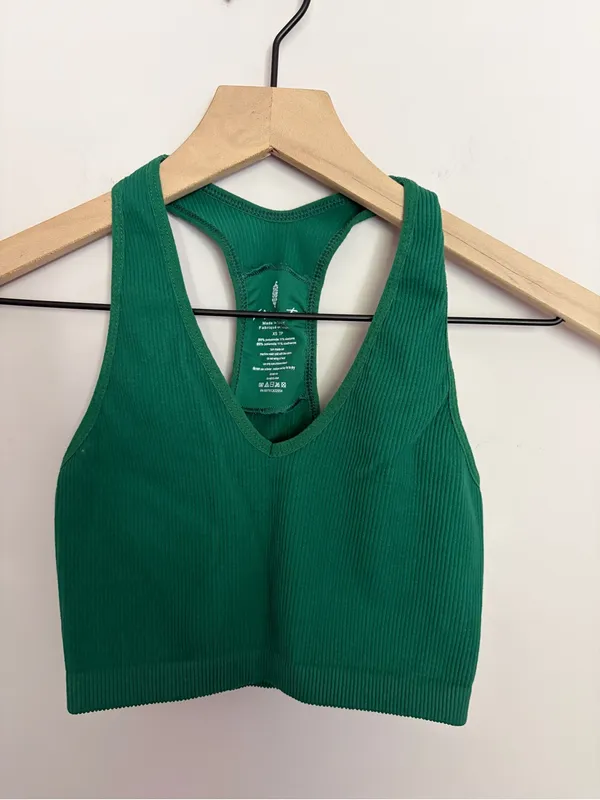 FP Movement Free Throw Green Ribbed Crop Top XS - Image 2