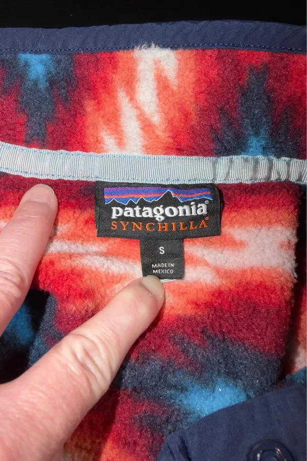 Patagonia Synchilla Snap T Fleece Pullover Women Small Red Aztec Southwest - Image 4
