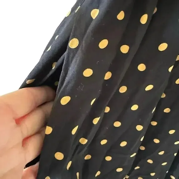 Madewell Black Gold Lucie V-Neck Smocked Mini Oval Dot Baby Doll SZ XL #1862 - Image 8