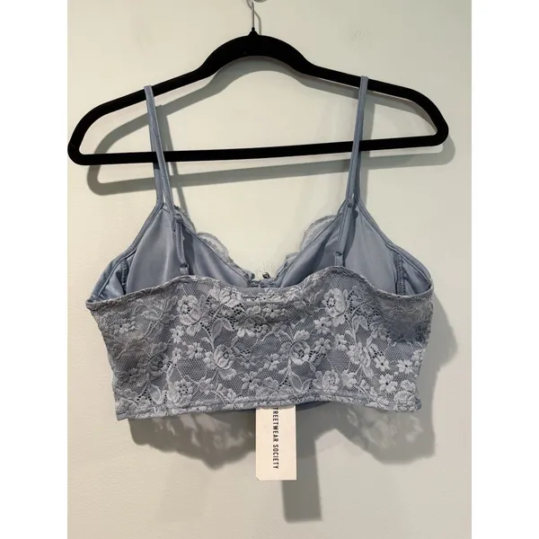NEW Streetwear Society Bra Crop Top XL Blue Lace Festival Travel Coquette Twee - Image 2