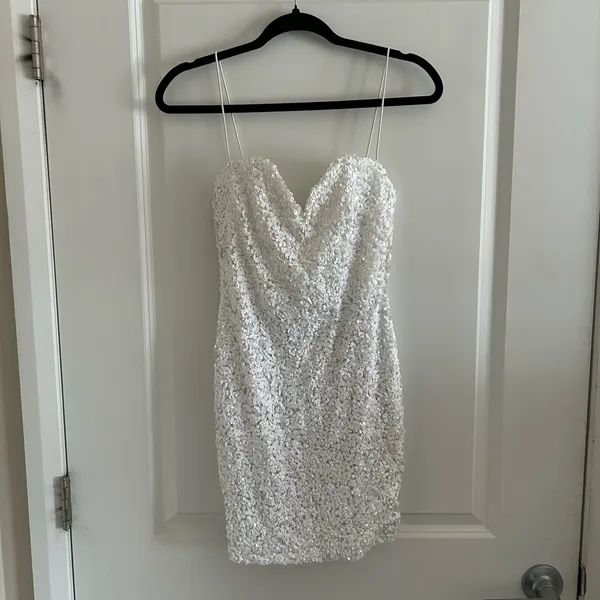 Nookie Confetti Sequin Mini White Bodycon Dress - Image 4