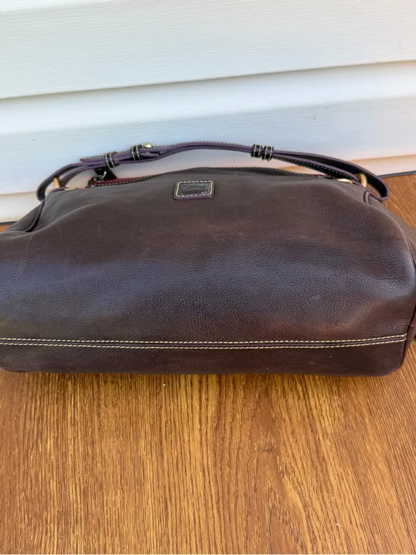 Dooney & Bourke Florentine Leather Medium Hobo Shoulder Bag Brown Tassel - Image 6