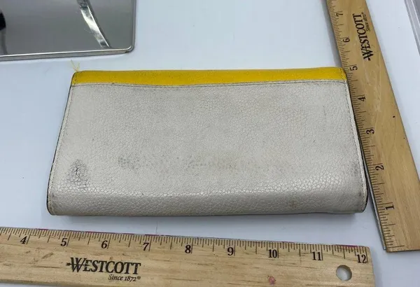 Coach Yellow White Grain Leather Wallet - Image 2