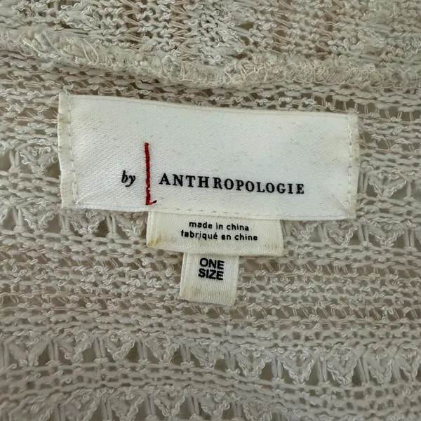 Anthropologie cream longline textured open knit duster cardigan - Image 6