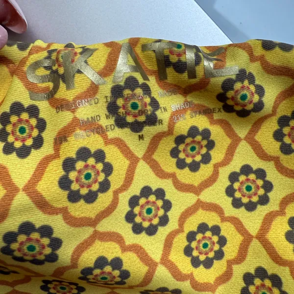 SKATIE Bikini Bottoms sz M‎ Yellow Floral Tile Print Sustainable Swimwear NWT - Image 7