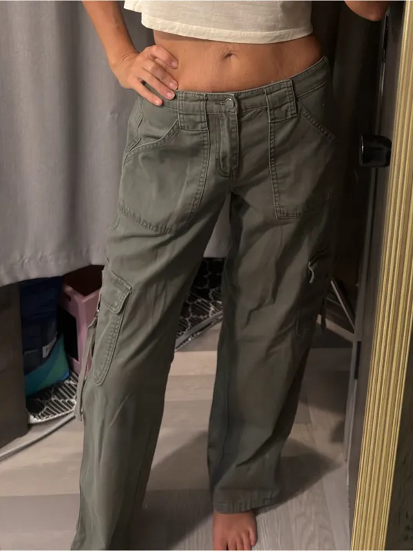 RSQ 100% Cotton Straight Leg Cargo Pants in Green Size 24 - Image 2