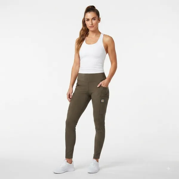 Carhartt Force Utility Leggings Olive Green Pocket Fitted Pants Size S (4-6) - Image 14