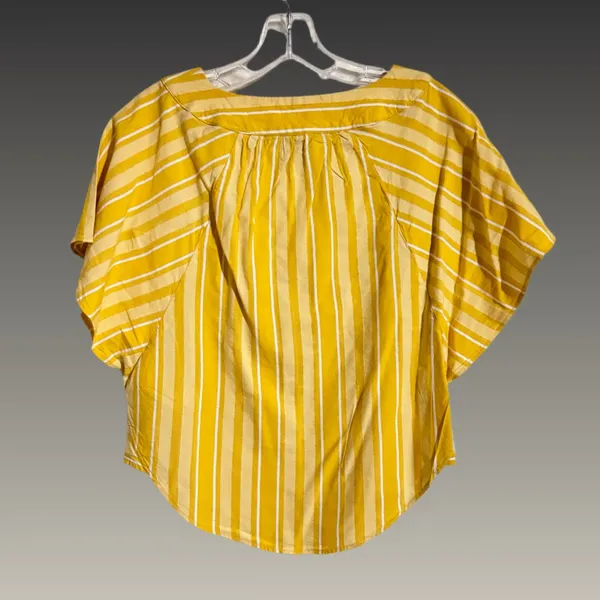 NWOT Tommy Hilfiger Mustard Yellow‎ Striped Flutter Sleeve Top - XXS - Image 8