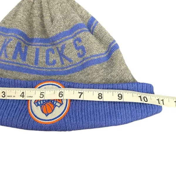 New York Knicks Adidas Blue, Orange, Gray Winter Bobble Hat - Image 7