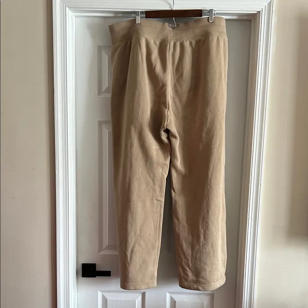 Nike Beige/Tan High Waisted Wide Leg Jogger Pants with White Swoosh - Image 8