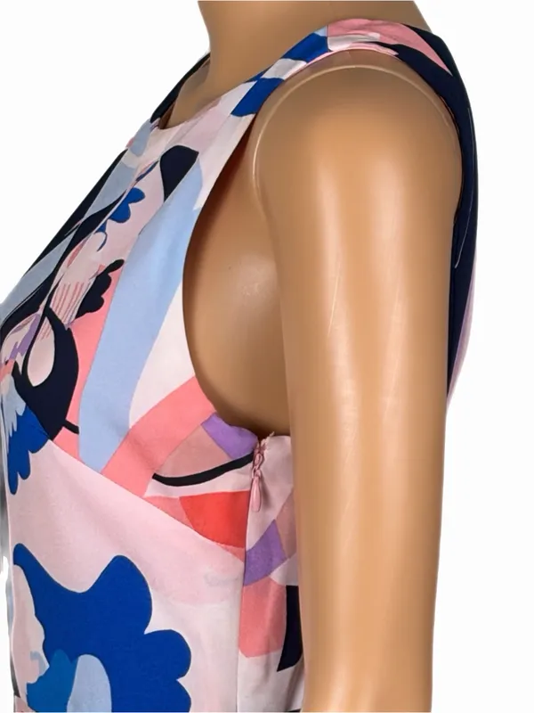 NICOLE MILLER New York Abstract Floral High Low Asymmetrical Maxi Dress Size 4 - Image 8