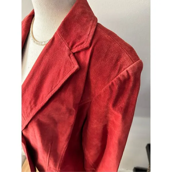 Alfani red/orange suede leather jacket size L - Image 2