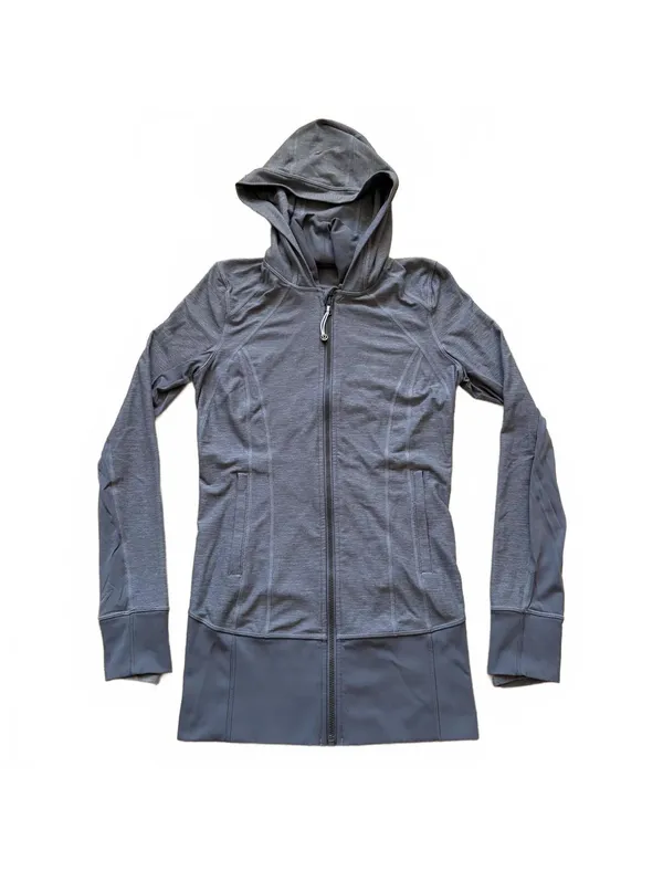 Lululemon Daily Practice Jacket Hoodie Luon Heathered Slate Gray Women's Size 4 - Image 2