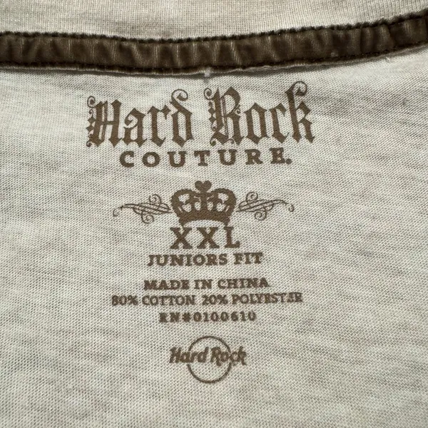 Hard Rock Couture Vintage Y2K Graphic Tee Grunge Biker Festival Juniors XXL Top - Image 3