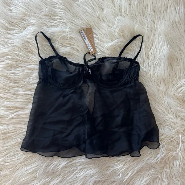 Skims Romance Babydoll Top Onyx Size Small - Image 3
