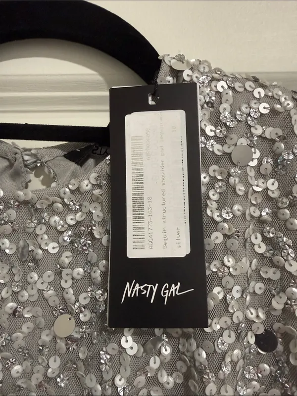 NWT Nasty Gal Silver Sequin Mini Dress - Image 2