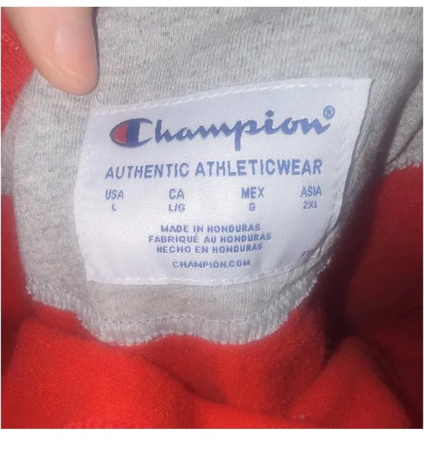 Champion Red Fleece Crew Neck Pullover Sweatshirt Logo Graphic Print Men L - Image 2