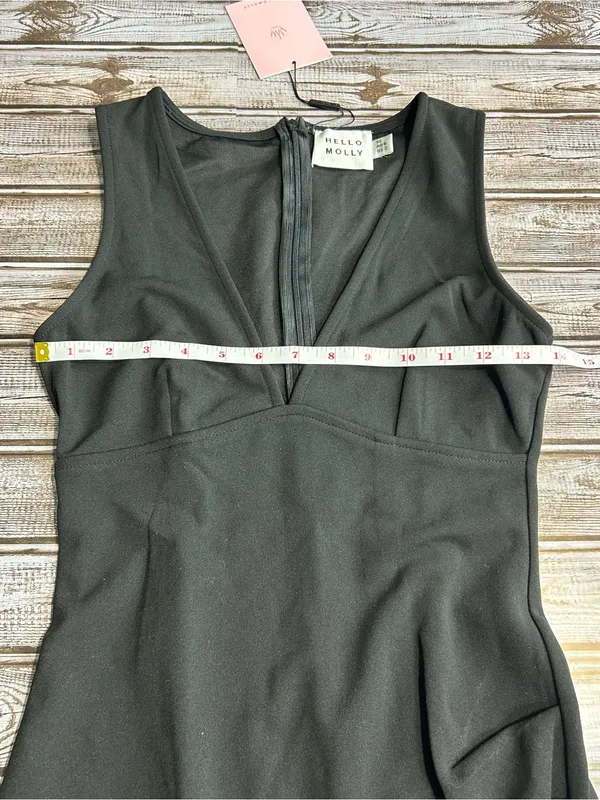 Hello Molly Delicate Encounters Black V-Neck Midi Bodycon Dress Size 2 - Image 7