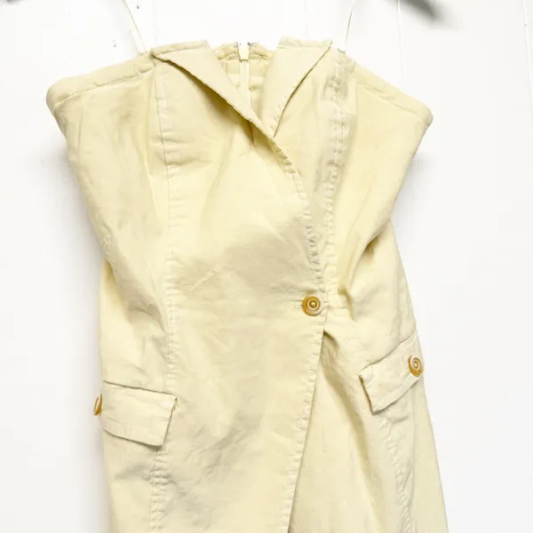 NWT MAEVE Anthropologie Strapless Yellow Cream Dress Size 6 - Image 6