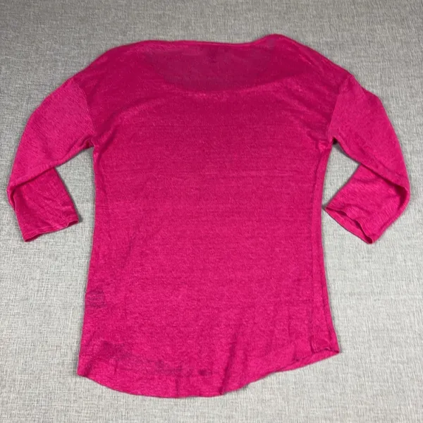 Lauren Ralph Lauren Linen Sweater Womens Large Pink Scoop Neck 3/4 Sleeve - Image 6