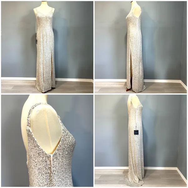 NWT Mac Duggal Silver Sequin Gown HOCO Prom Gala Bling Mermaid Core Maxi Dress 8 - Image 4