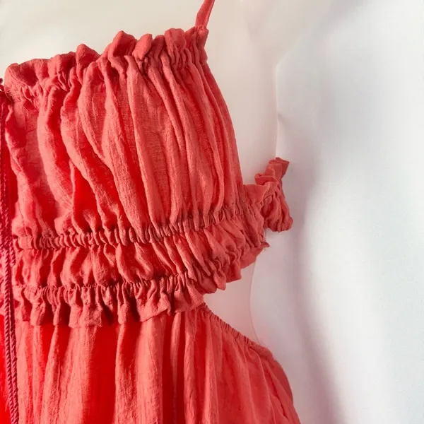 Boutique Coral Backless Layered‎ Tiered Maxi Dress S - Image 7