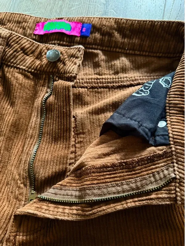 Empyre Zumiez Brown Corduroy Baggy Skate Pants Size 2 Y2K - Image 3