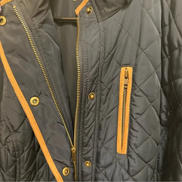 Orvis Quilted Jacket Blue Tan Jacket Size Large - Image 5