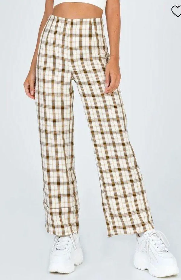 Princess Polly Euro Pants Yellow Check - Image 5