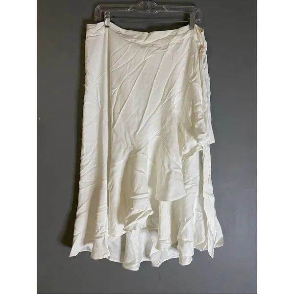 Maria Yasar White Pull On Wrap Skirt Size XL - Image 5