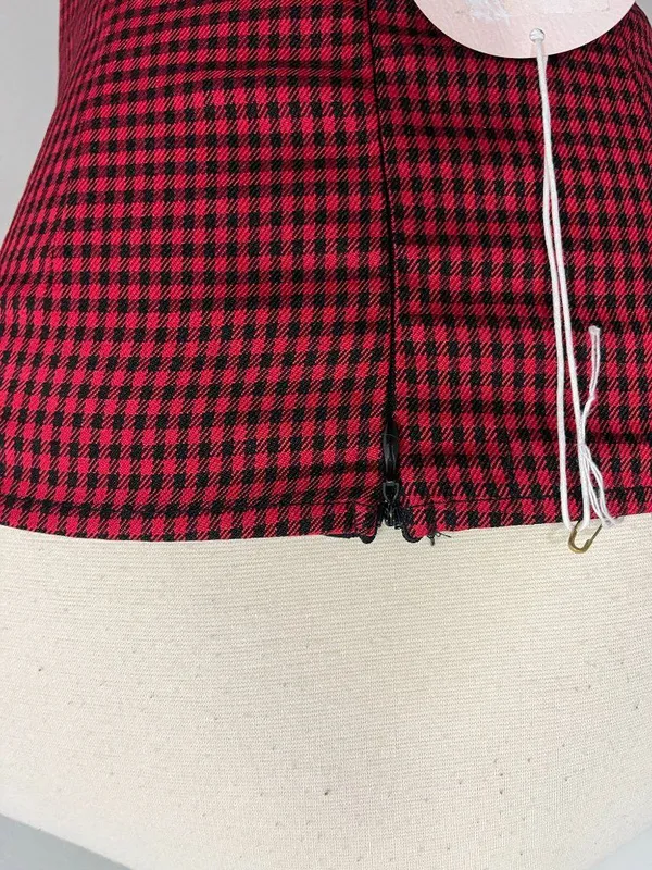 Wild Honey Small Red & Black Buffalo Plaid Goth Mini Dress - Image 11