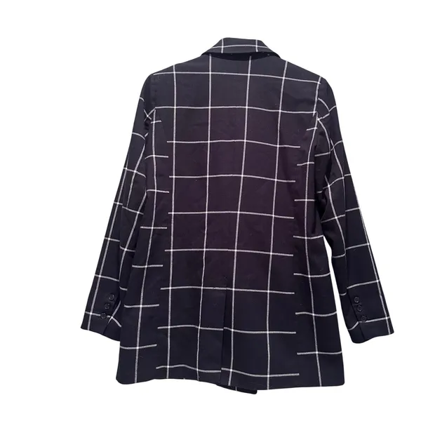 Ichi Tamilla Windowpane Navy Blue‎ Blazer Jacket Size Small Business Casual - Image 3