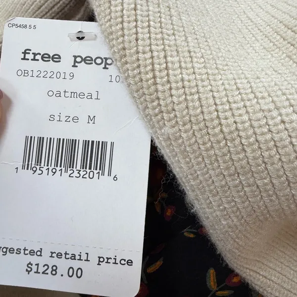 Free People Saffron‎ open back Ivory Ribbed Knit Sweater size medium, nwt - Image 7