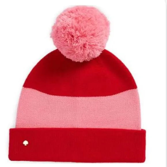 NWT Kate Spade New York color Block beanie pink Red Striped - Image 2