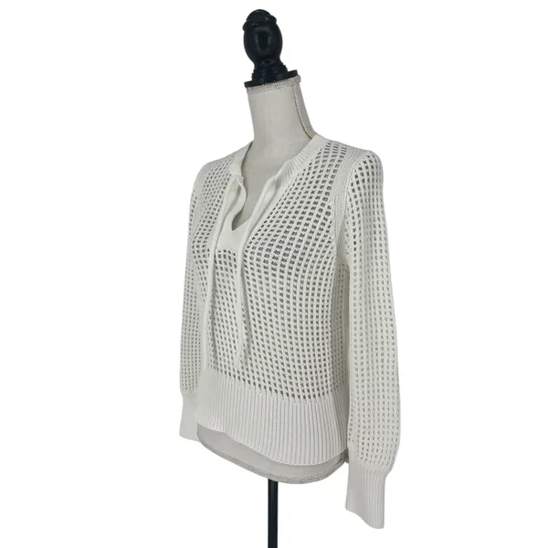 REPEAT White Perforated Drawstring Sweater‎ Size XXS - Image 5