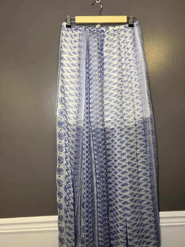 Hollister Skirt Womens Large Blue White Geometric Pleated Maxi Lined Boho - Image 2
