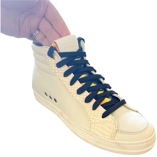P448 Nautilus High‎ Top Skate Sneakers White Italian Size 35 (US 5) EUC - Image 4