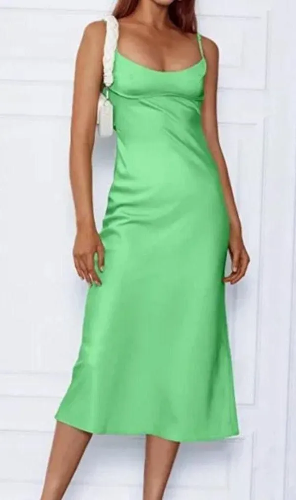 NWT Green Satin Maxi Dress - Image 2